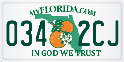 FL license plate 0342CJ