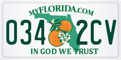 FL license plate 0342CV