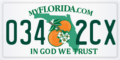 FL license plate 0342CX