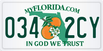 FL license plate 0342CY