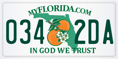 FL license plate 0342DA