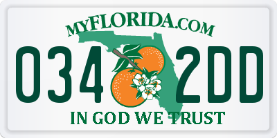FL license plate 0342DD