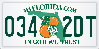 FL license plate 0342DT