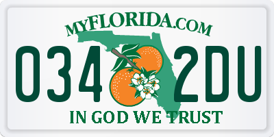 FL license plate 0342DU