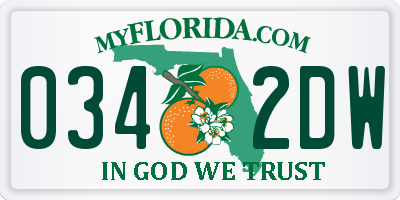 FL license plate 0342DW