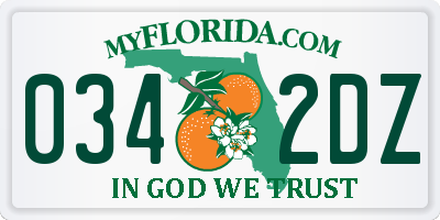 FL license plate 0342DZ