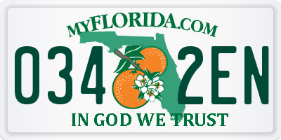 FL license plate 0342EN