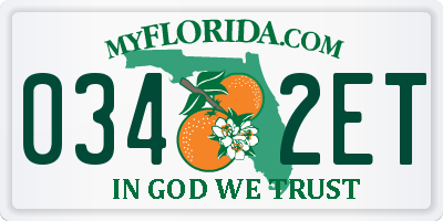 FL license plate 0342ET