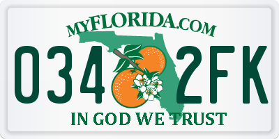 FL license plate 0342FK