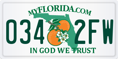 FL license plate 0342FW