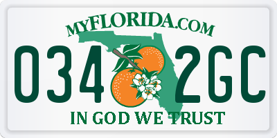FL license plate 0342GC