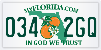 FL license plate 0342GQ