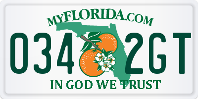 FL license plate 0342GT