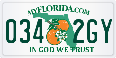 FL license plate 0342GY