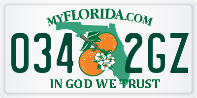 FL license plate 0342GZ