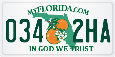 FL license plate 0342HA
