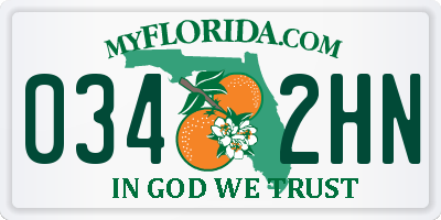 FL license plate 0342HN