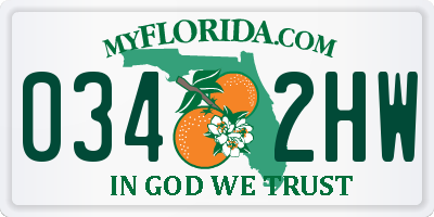 FL license plate 0342HW