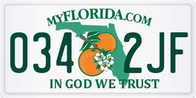 FL license plate 0342JF