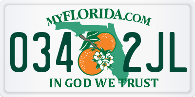 FL license plate 0342JL