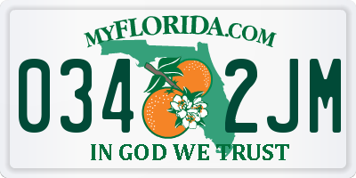 FL license plate 0342JM