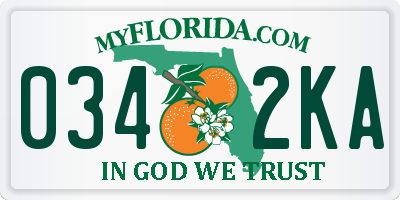 FL license plate 0342KA