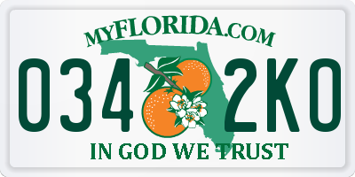 FL license plate 0342KO