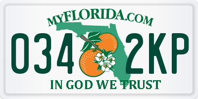 FL license plate 0342KP