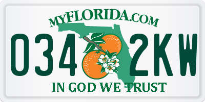 FL license plate 0342KW
