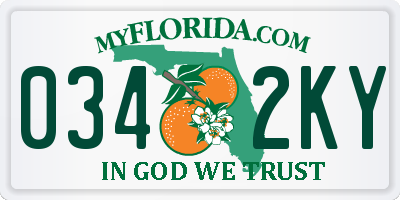 FL license plate 0342KY