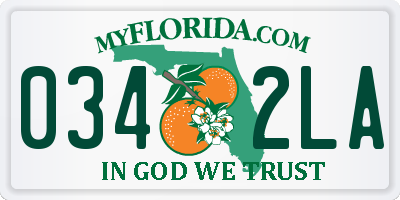 FL license plate 0342LA