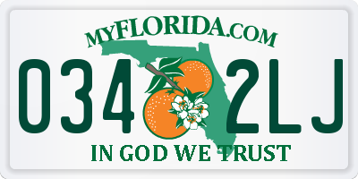 FL license plate 0342LJ