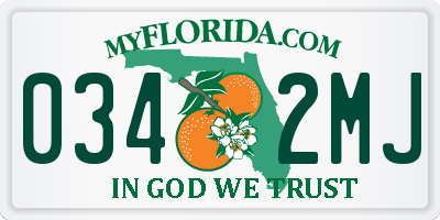 FL license plate 0342MJ