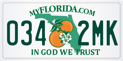 FL license plate 0342MK