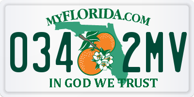 FL license plate 0342MV