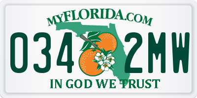 FL license plate 0342MW
