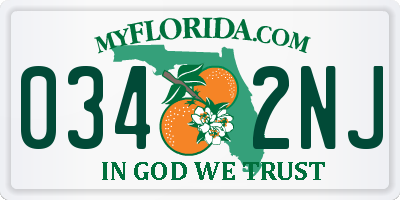 FL license plate 0342NJ