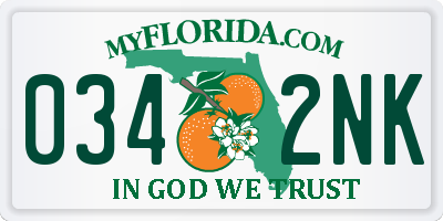 FL license plate 0342NK