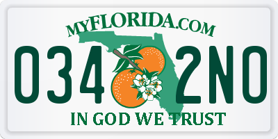 FL license plate 0342NO