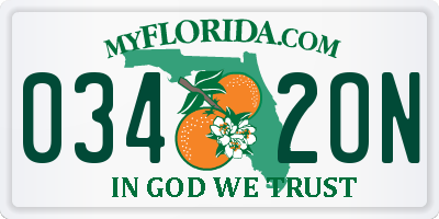 FL license plate 0342ON