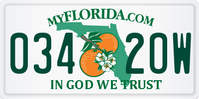 FL license plate 0342OW