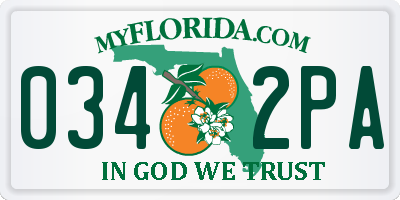 FL license plate 0342PA