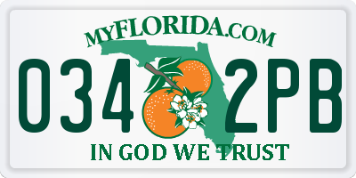 FL license plate 0342PB