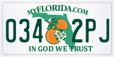 FL license plate 0342PJ