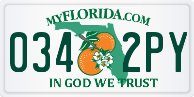 FL license plate 0342PY
