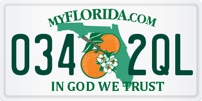 FL license plate 0342QL