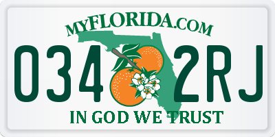 FL license plate 0342RJ
