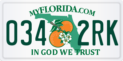 FL license plate 0342RK