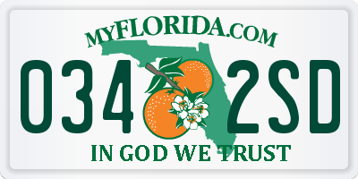 FL license plate 0342SD