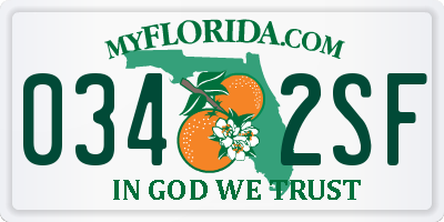 FL license plate 0342SF